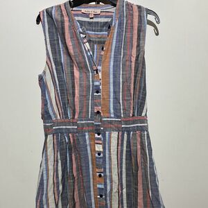 Harlow & Rose Women's Multicolor Stripe Sleeveless Cotton Shirt Dress Size Large